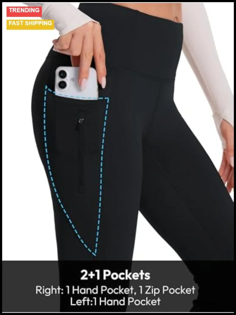 Fleece Lined High Waisted Leggings for Women Tall Thermal Yoga Pants with 3